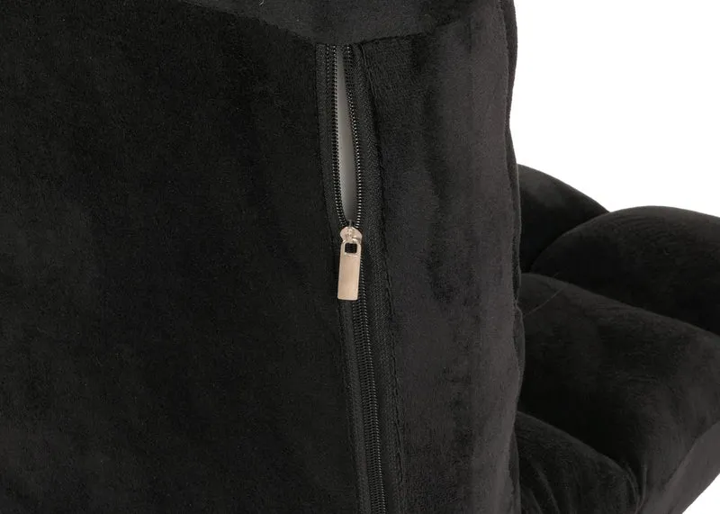 Chaise de sol coussin de sol dossier réglable sur 6 positions de relaxation cadre stable velours noir 04_0006365