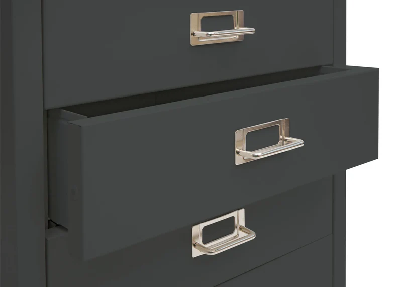 Caisson à tiroirs meuble de bureau 75 x 40 x 41 cm 5 tiroirs en métal gris foncé 04_0008270