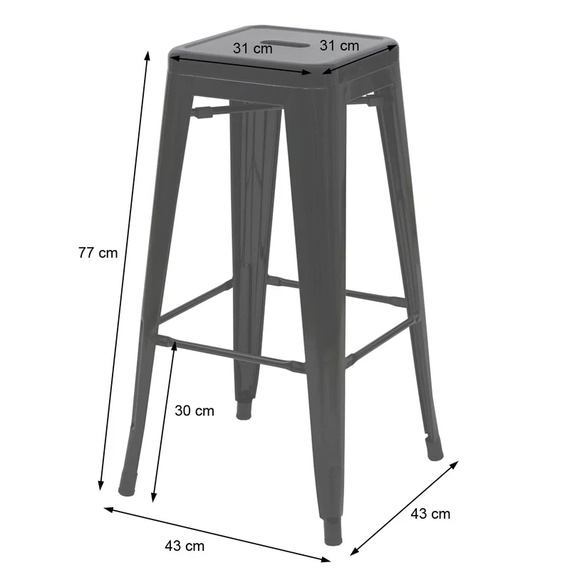 4x tabourets de bar design industriel en métal empilable noir 04_0005227