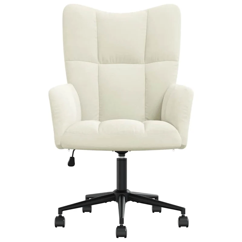 Fauteuil lounge chaise de canapé sur roulettes design moderne en velours crème DEC026639