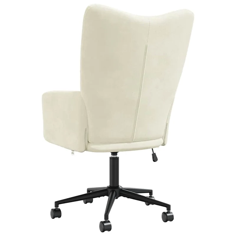 Fauteuil lounge chaise de canapé sur roulettes design moderne en velours crème DEC026639