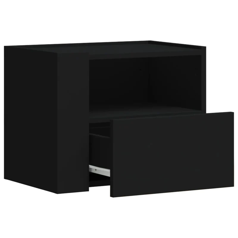 Lot de 2 tables de chevet murales avec tiroir et compartiment ouvert 45 x 30 x 35 cm bois d'ingénierie noir DEC036100