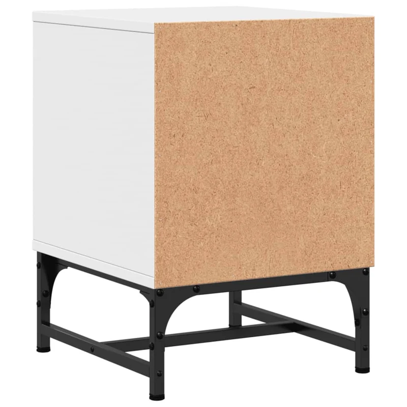 Lot de 2 tables de chevet avec porte vitrée 35 x 37 x 50 cm bois d'ingénierie blanc verre et acierDEC035961