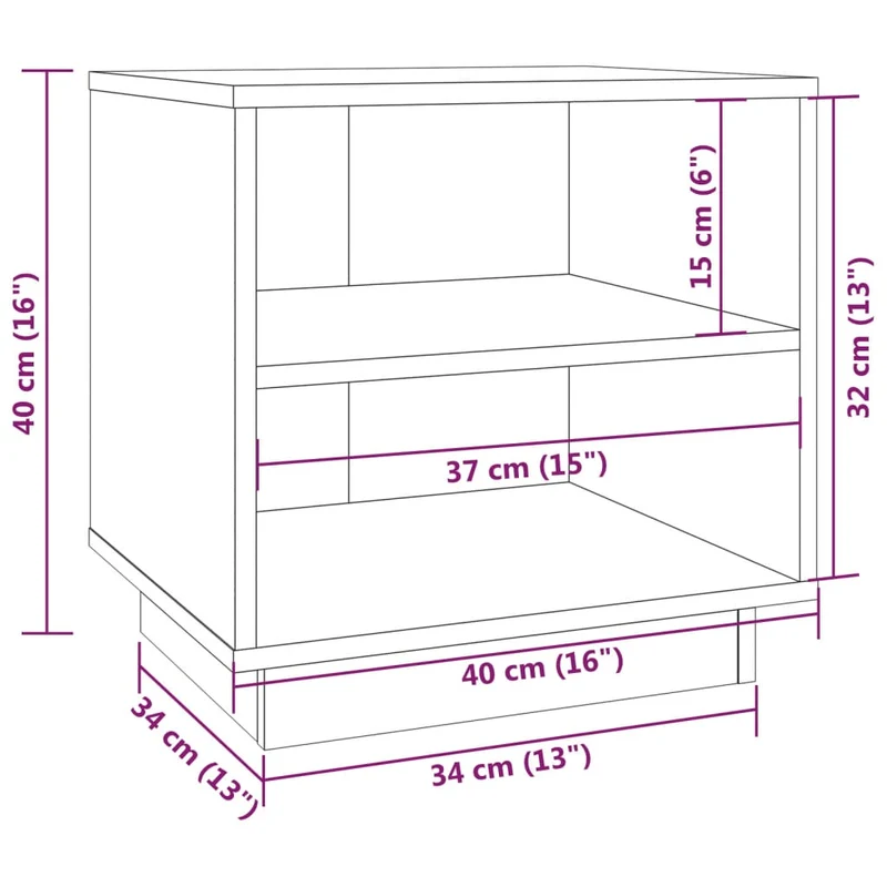 Lot de 2 tables de chevet avec étagères 40 x 34 x 40cm bois de pin couleur marron miel DEC035919