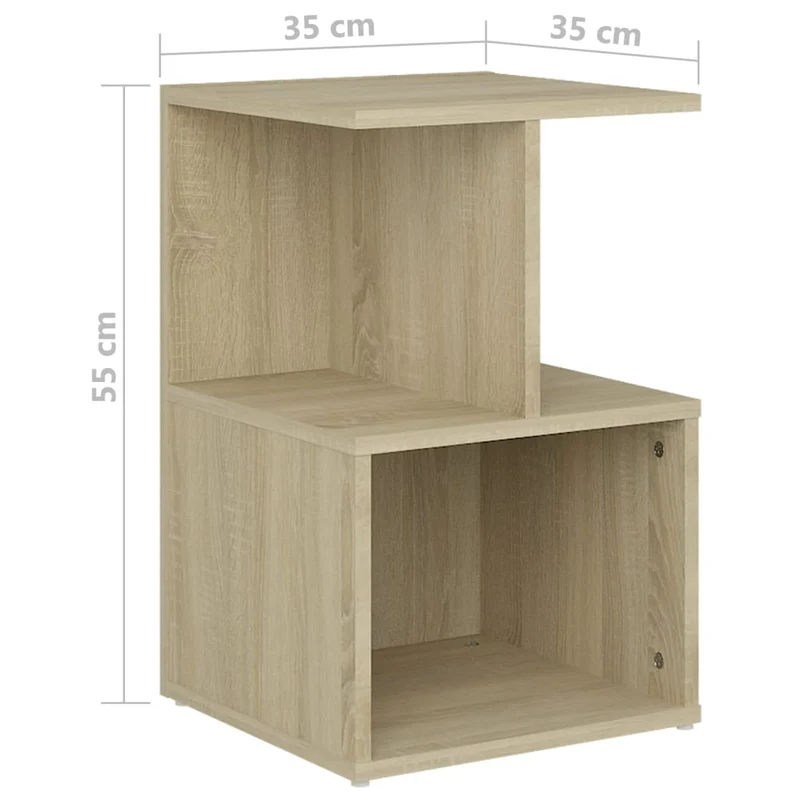 Lot de 2 tables de chevet avec étagères 35 x 35 x 55cm bois d'ingénierie couleur chêne DEC035872