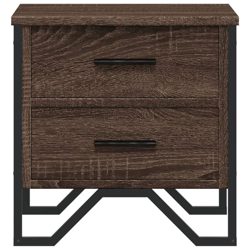 Lot de 2 tables de chevet avec tiroirs 40 x 41 x 40cm bois d'ingénierie marron et métal DEC035856
