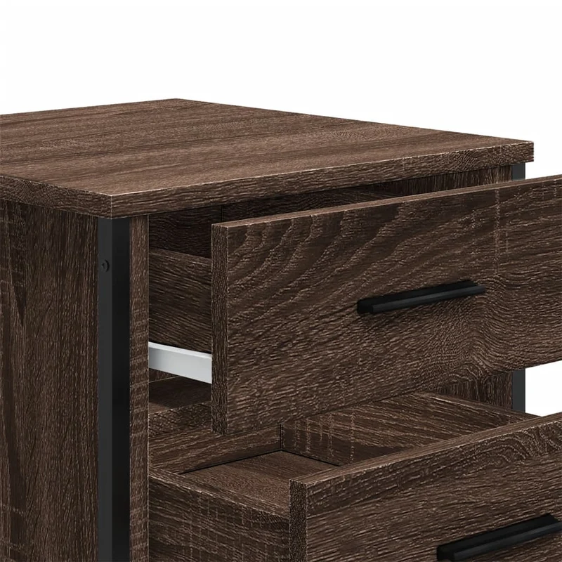 Lot de 2 tables de chevet avec tiroirs 40 x 41 x 40cm bois d'ingénierie marron et métal DEC035856