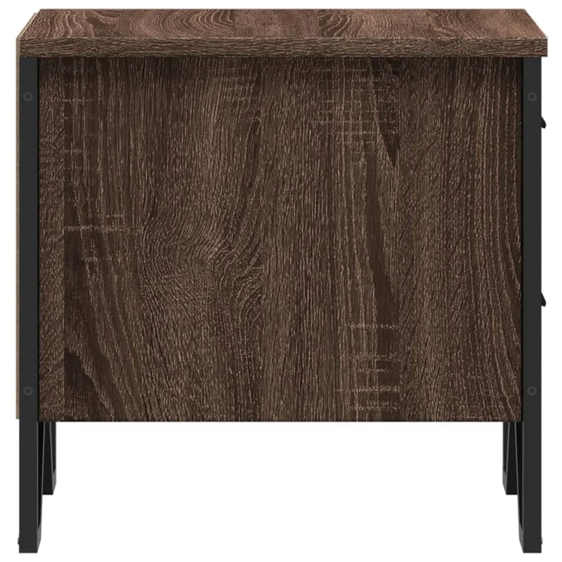 Lot de 2 tables de chevet avec compartiment avec porte 40 x 30 x 40cm bois d'ingénierie marron et métal DEC035835