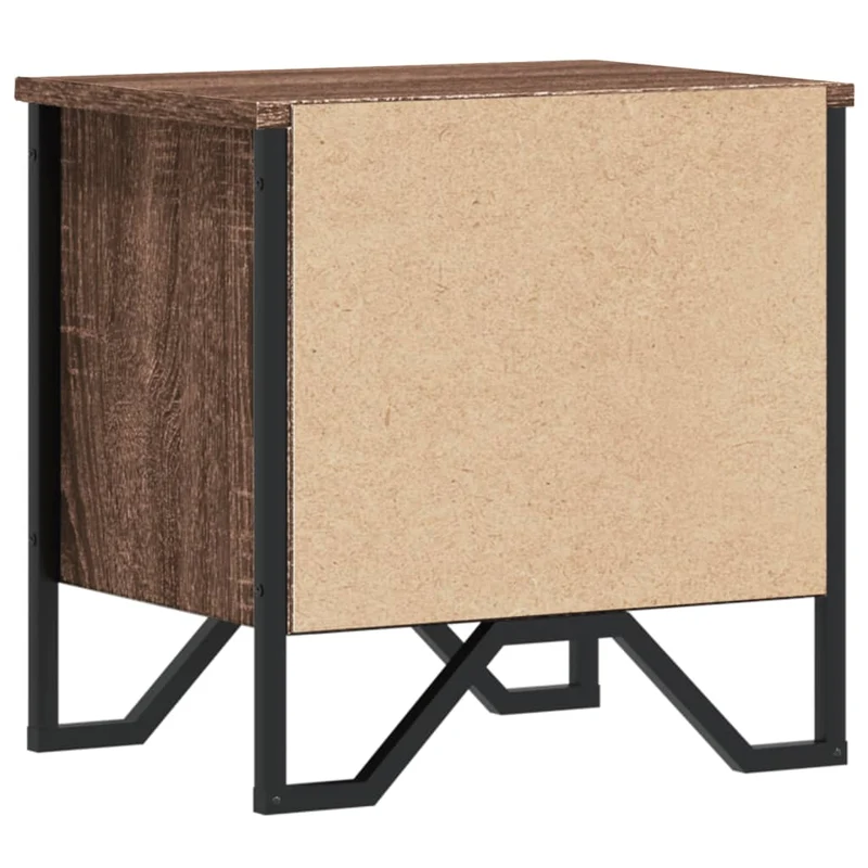 Lot de 2 tables de chevet avec compartiment ouvert 40 x 30 x 40cm bois d'ingénierie marron et fer DEC035834