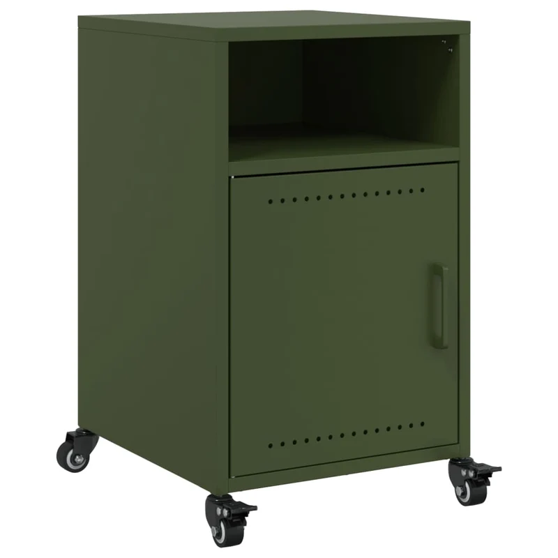 Lot de 2 tables de chevet avec une porte et compartiments 36 x 39 x 59 cm acier vert DEC035768