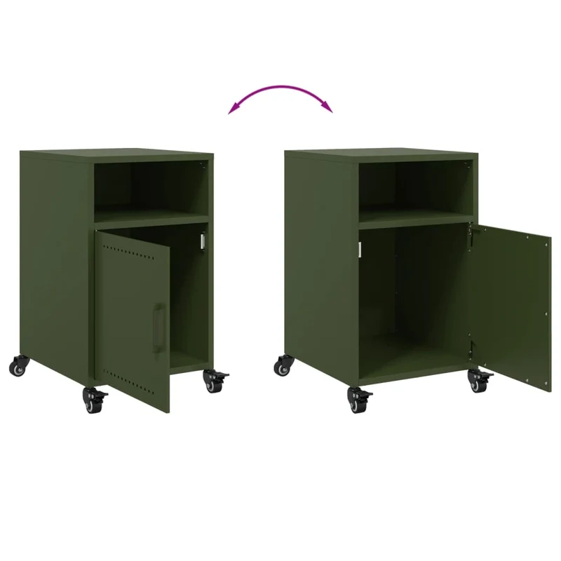 Lot de 2 tables de chevet avec une porte et compartiments 36 x 39 x 59 cm acier vert DEC035768