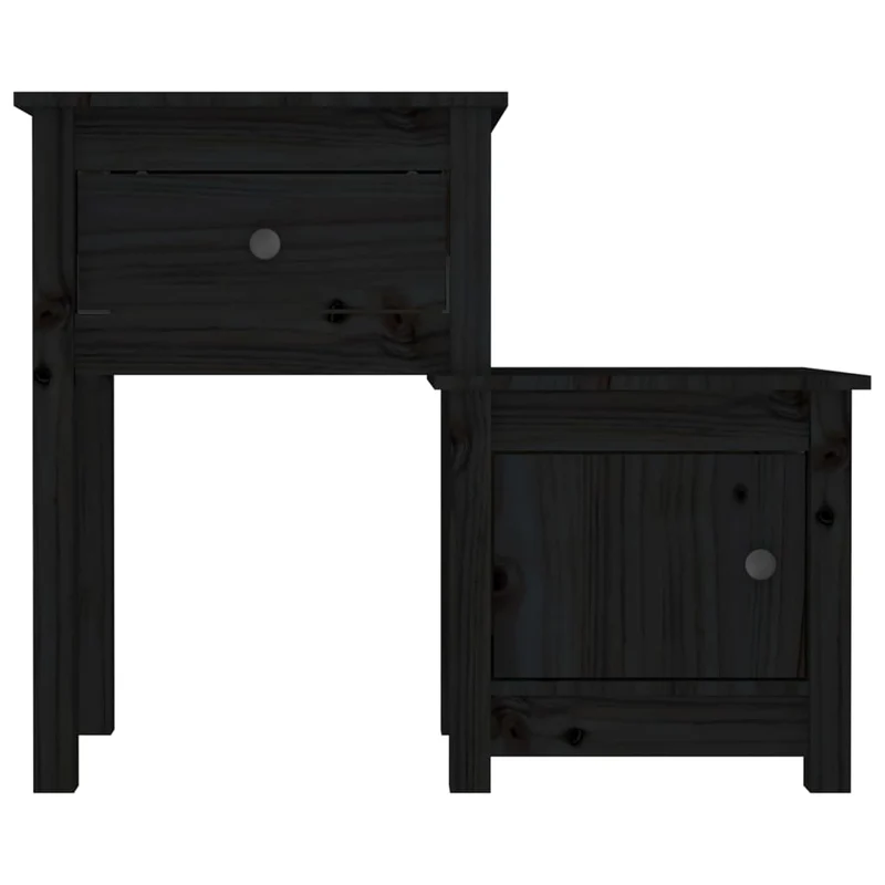 Lot de 2 tables de chevet avec tiroir et compartiment avec porte 79,5 x 38 x 65,5 cm bois de pin massif noir DEC035610
