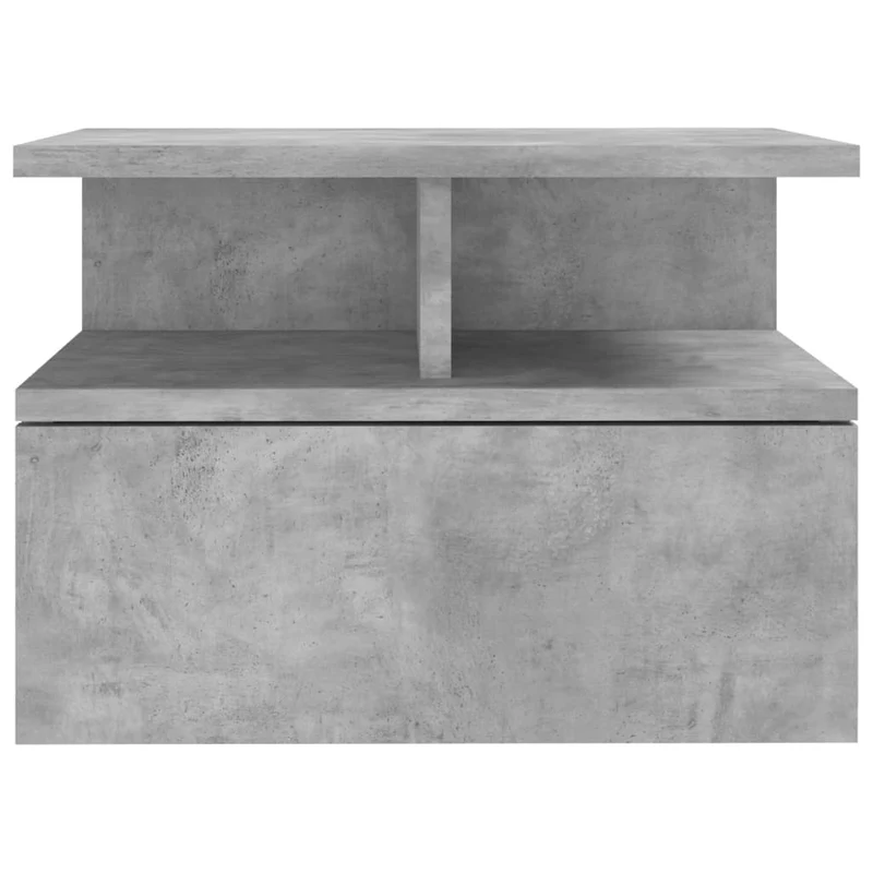 Table de chevet avec 1 tiroir et compartiments ouverts en bois d'ingénierie gris DEC033926