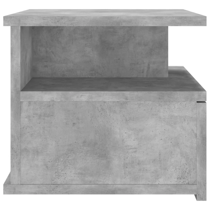 Table de chevet avec 1 tiroir et compartiments ouverts en bois d'ingénierie gris DEC033926