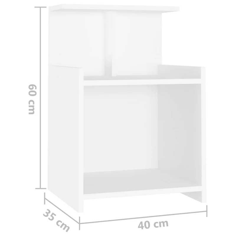 Table de chevet avec 3 étagères ouvertes 40 x 35 x 60 cm aggloméré blanc DEC033376
