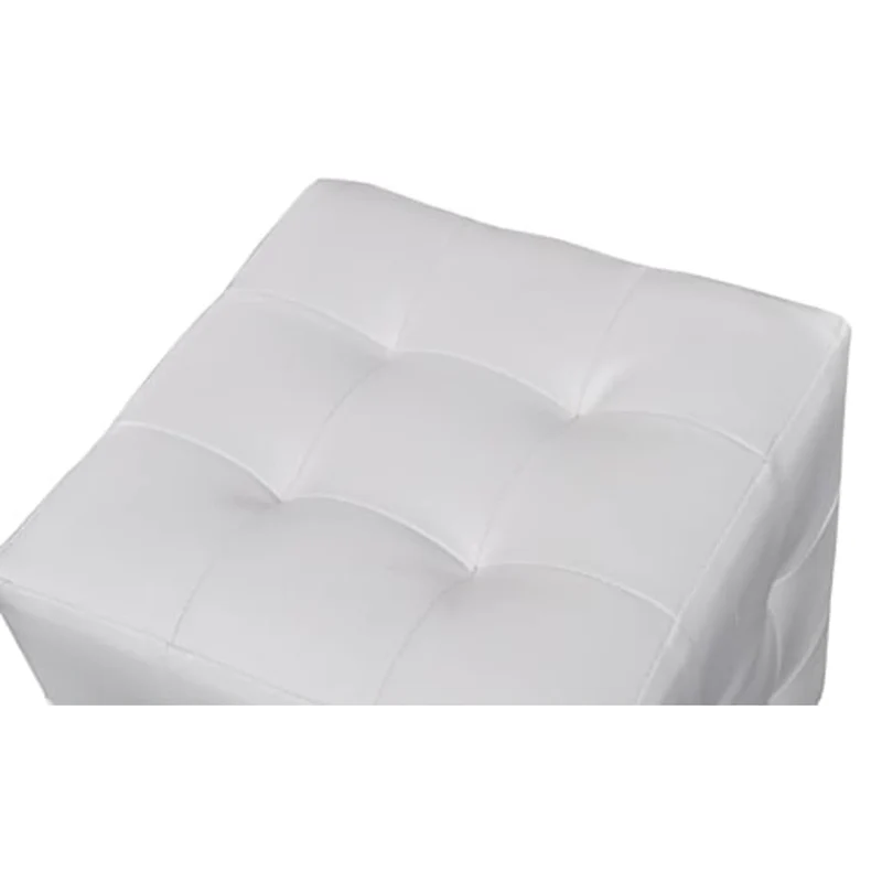 Lot de 2 tabourets en forme de cube capitonné 30 x 30 x 30 cm en PVC blanc DEC036203