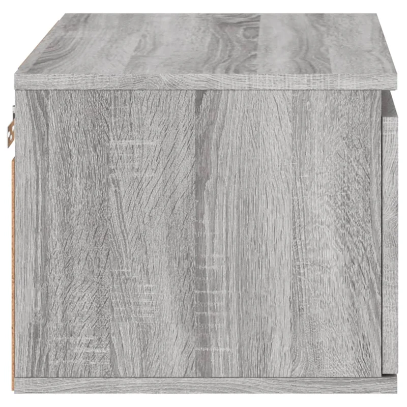 Lot de 2 tables de chevet murales 50 x 36 x 30 cm avec lumières LED et tiroir en bois d'ingénierie gris DEC036170