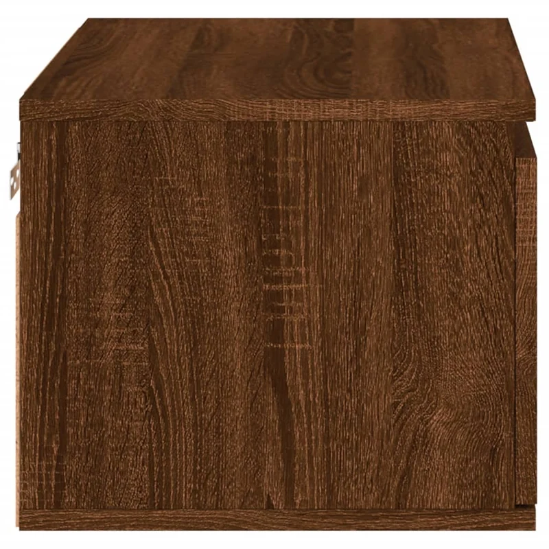 Lot de 2 tables de chevet murales avec lumières LED et tiroir en bois d'ingénierie marron DEC036137