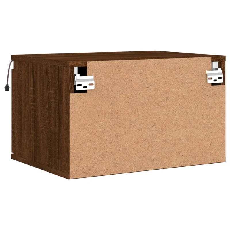 Lot de 2 tables de chevet murales avec lumières LED et tiroir en bois d'ingénierie marron DEC036137