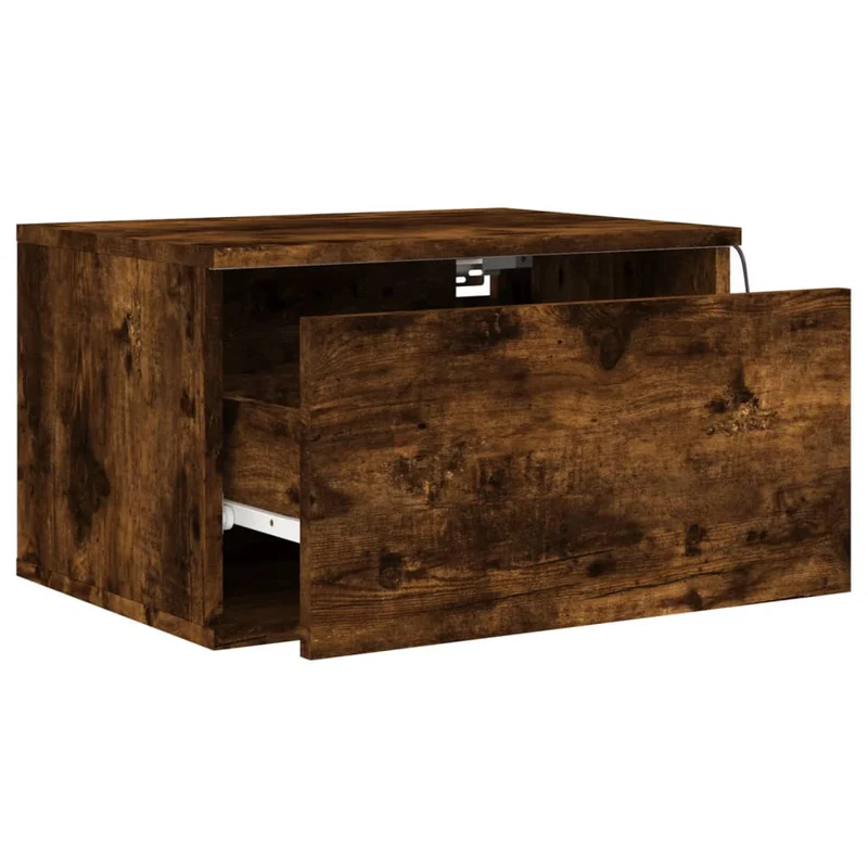 Lot de 2 tables de chevet murales avec lumières LED 50 x 36 x 30 cm en bois d'ingénierie marron DEC036131