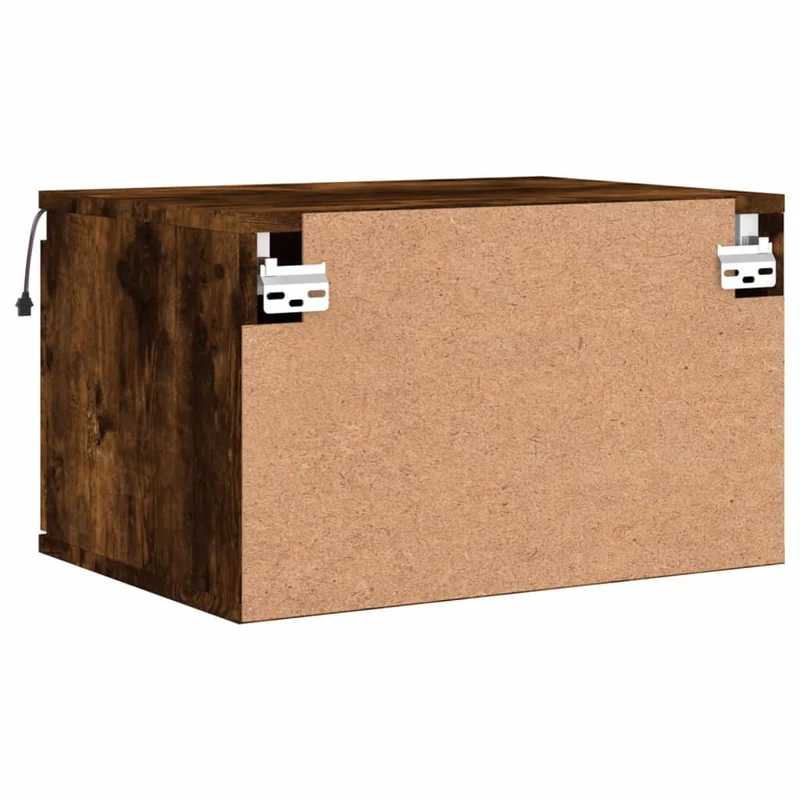 Lot de 2 tables de chevet murales avec lumières LED 50 x 36 x 30 cm en bois d'ingénierie marron DEC036131