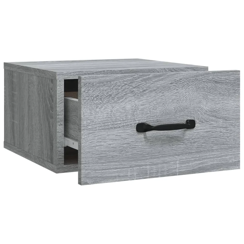 Lot de 2 tables de chevet murales avec tiroir 35 x 35 x 20 cm bois d'ingénierie gris DEC036110