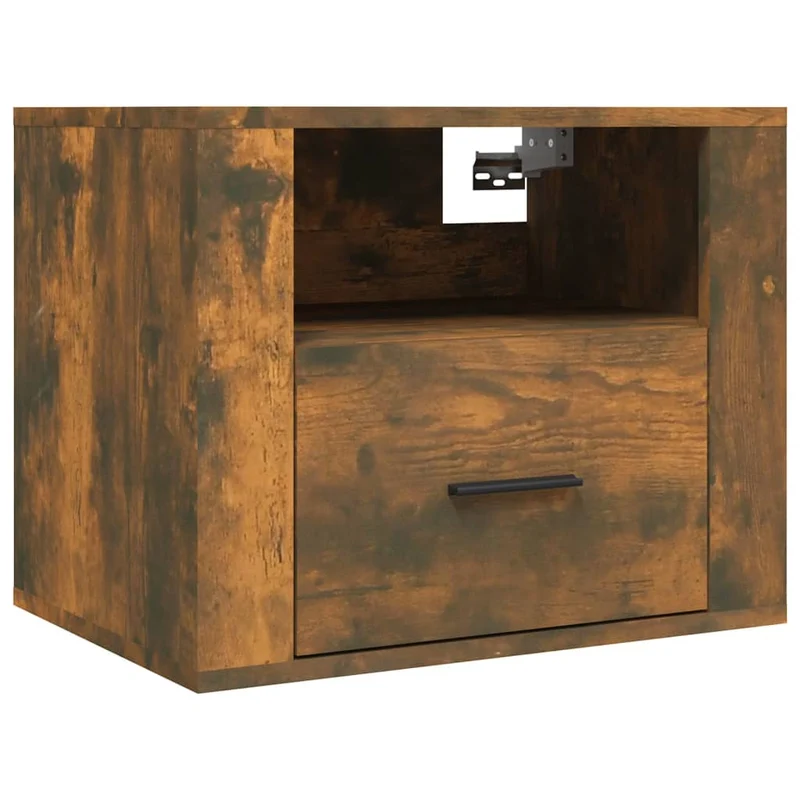 Lot de 2 tables de chevet murales avec tiroir et compartiment ouvert 50 x 36 x 40 cm bois d'ingénierie marron DEC036053