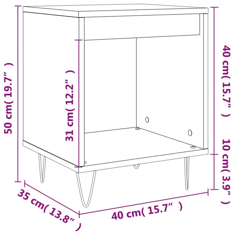 Lot de 2 tables de chevet avec compartiment ouvert 40 x 35 x 50 cm bois d’ingénierie noir DEC035549