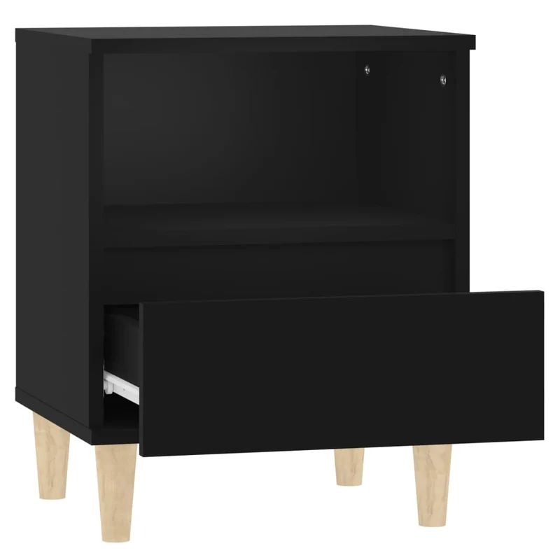 Lot de 2 tables de chevet avec tiroir et compartiment ouvert 40 x 35 x 50 cm bois d'ingénierie noir DEC035543
