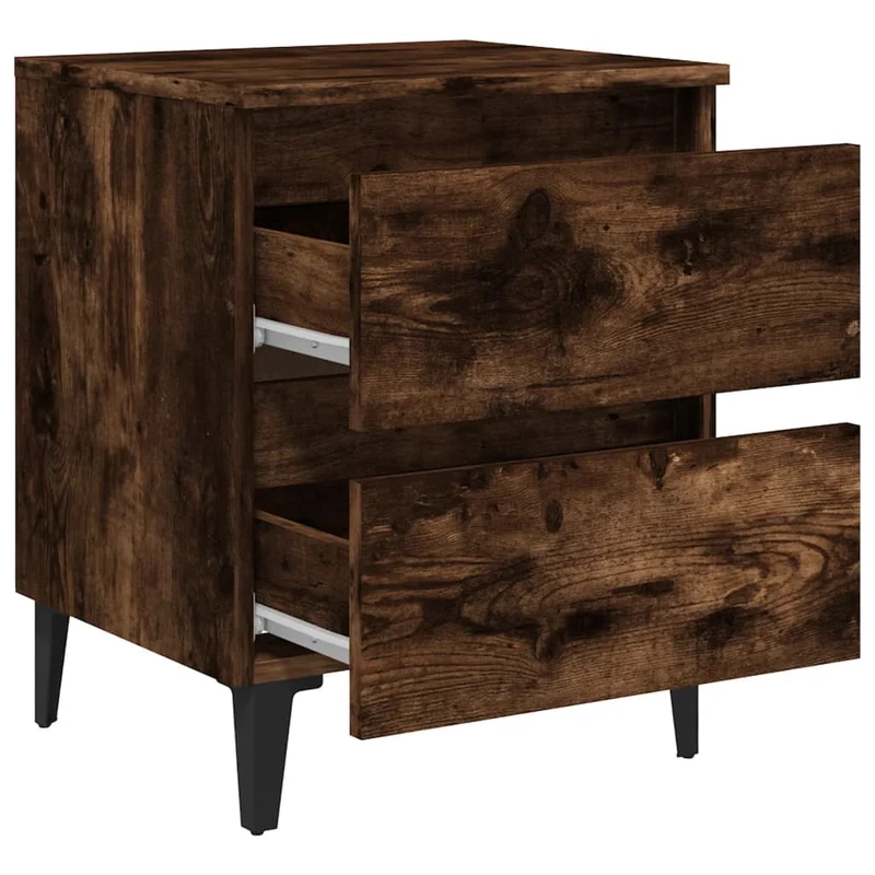 Table de chevet avec deux tiroirs 40 x 35 x 50 cm bois d'ingénierie marron DEC033236