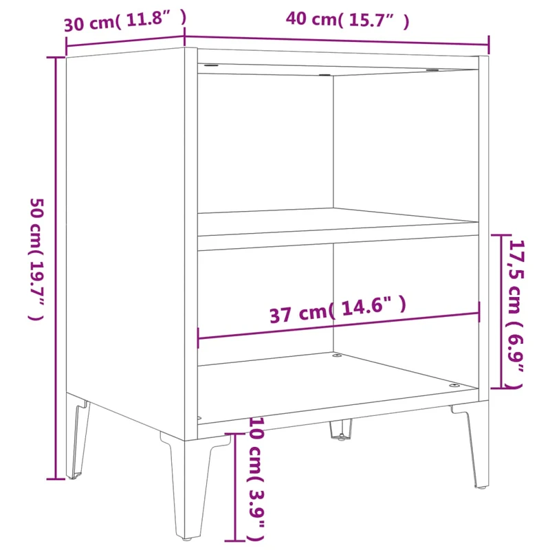 Table de chevet avec compartiment ouvert 40 x 30 x 50 cm bois d'ingénierie blanc DEC033227