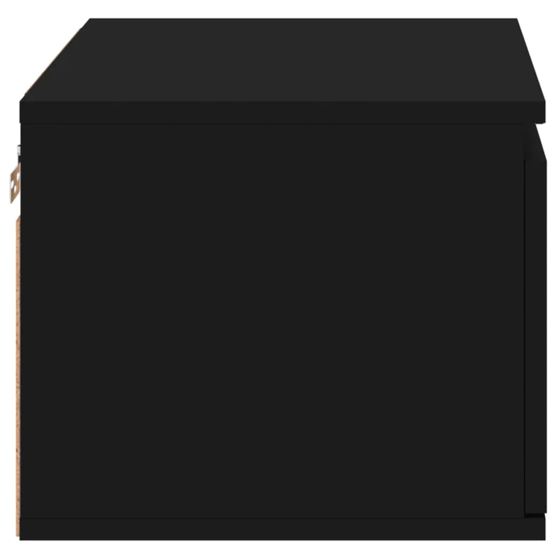Lot de 2 tables de chevet murales avec lumières LED et tiroir 50 x 36 x 30 cm en bois d'ingénierie noir DEC036160