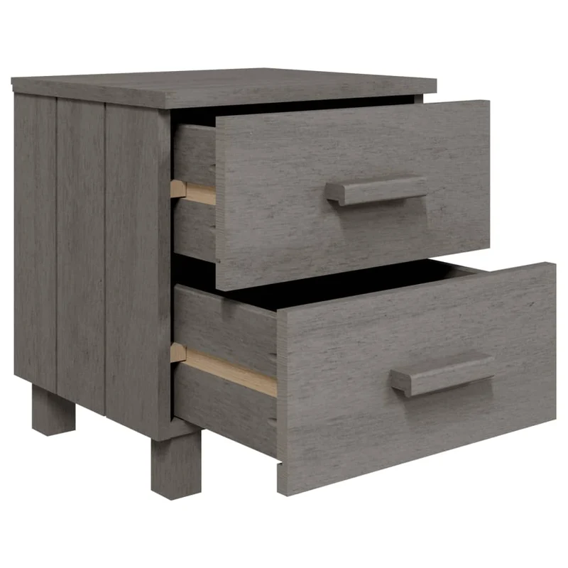 Lot de 2 tables de chevet avec tiroirs 40 x 35 x 44,5cm bois massif gris DEC036008