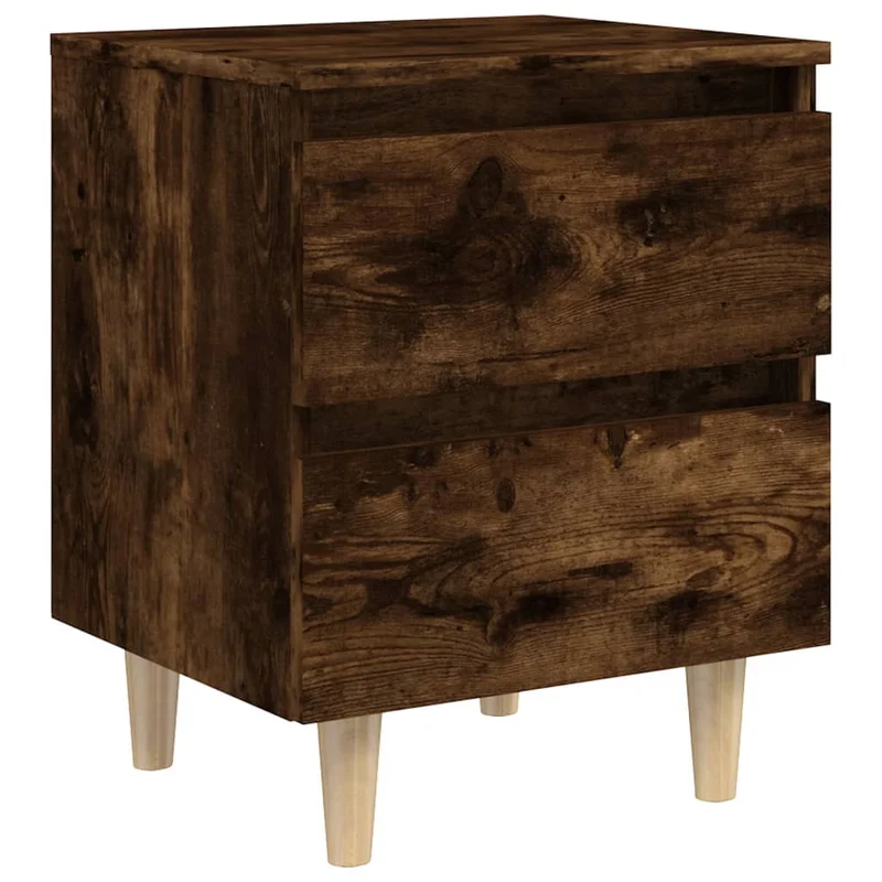 Lot de 2 tables de chevet avec deux tiroirs 40 x 35 x 50 cm bois d'ingénierie marron DEC035972