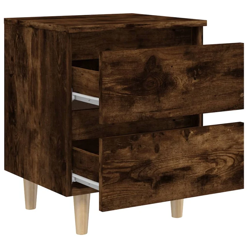 Lot de 2 tables de chevet avec deux tiroirs 40 x 35 x 50 cm bois d'ingénierie marron DEC035972