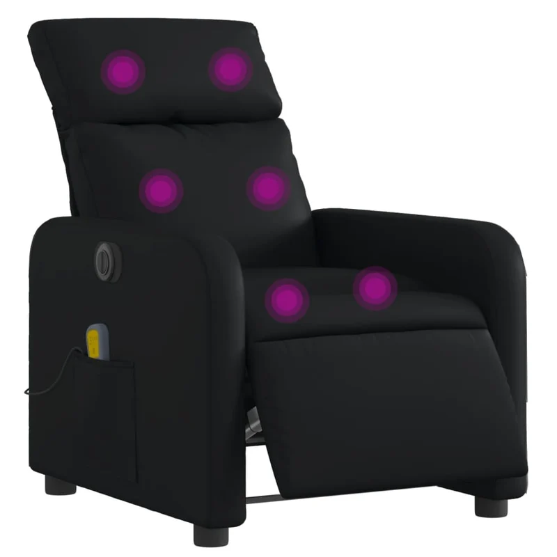 Fauteuil de relaxation TV fonction massage inclinable électrique 6 points de massage en PVC noir DEC027220