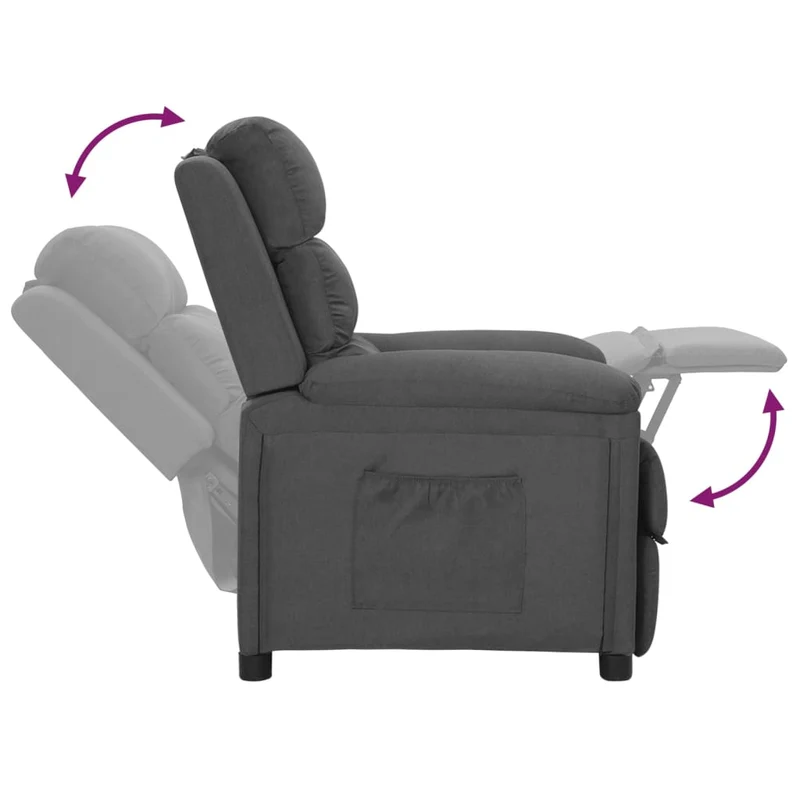 Fauteuil relax TV rembourrage confortable fonction d'inclinaison manuelle en tissu gris foncé DEC027950