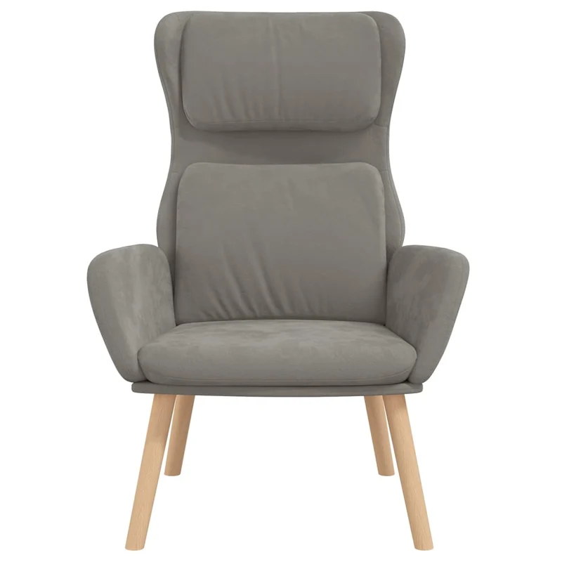 Fauteuil lounge chaise de canapé design moderne en velours gris clair DEC026675