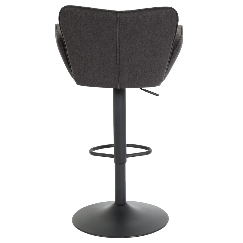 Tabouret de bar x1 pivotant avec accoudoir repose-pieds rotatif en tissu gris foncé base métal noir 04_0008587