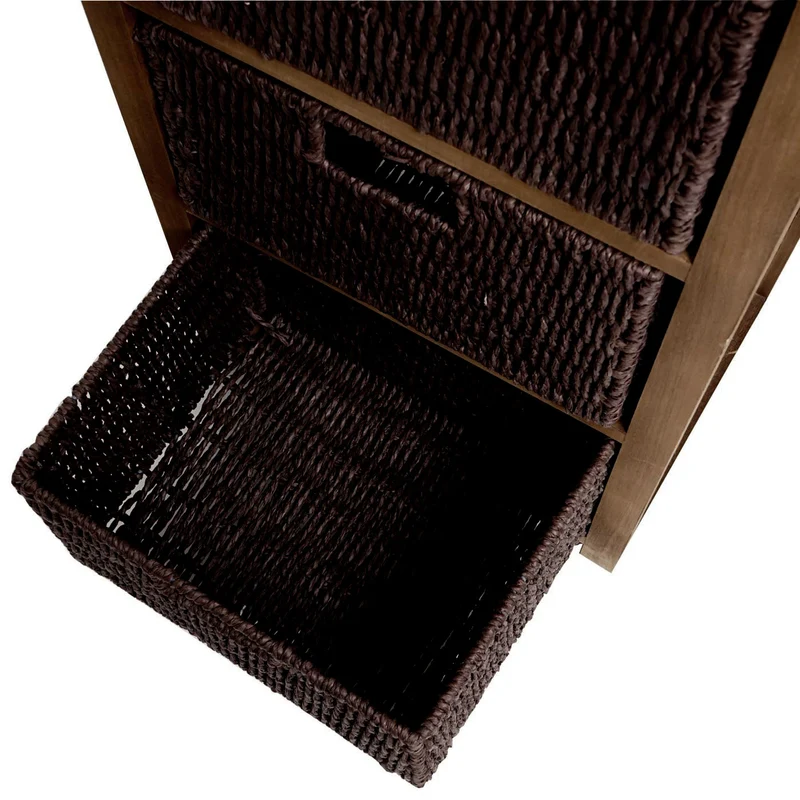 Commode avec tiroir et 3 paniers de rangement 83x40x29 cm marron foncé 04_0006506