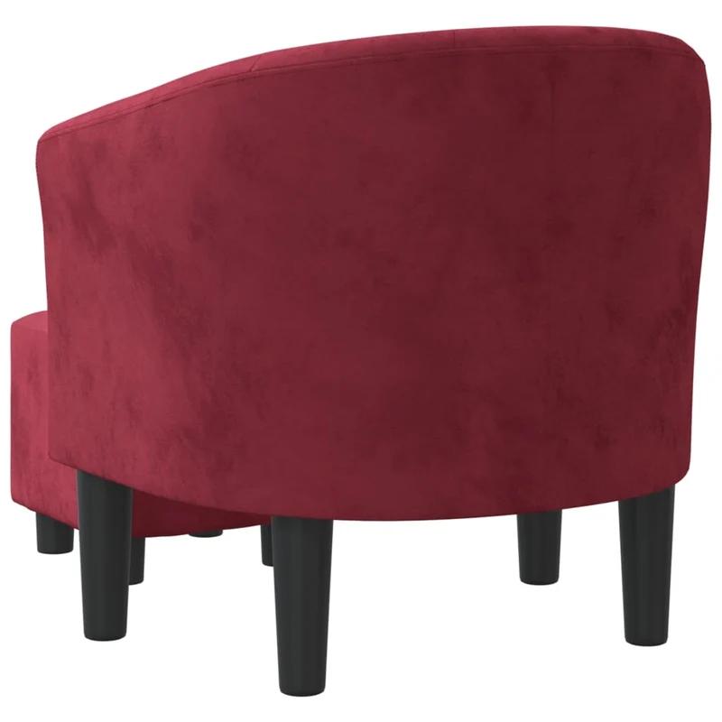 Fauteuil lounge design moderne avec repose-pieds en velours rouge bordeaux DEC026844