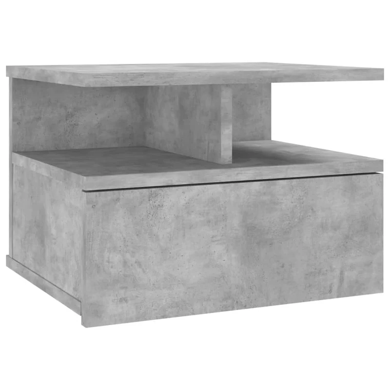 Lot de 2 tables de chevet murale 40 x 31 x 27 cm avec tiroir et étagère en bois d'ingénierie gris DEC035996