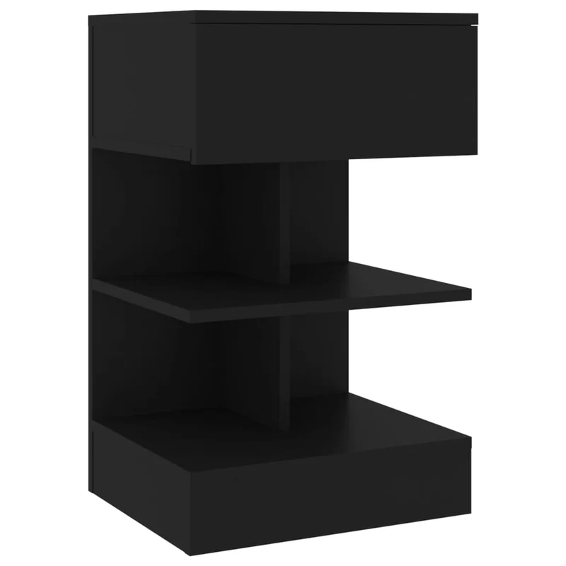 Lot de 2 tables de chevet avec tiroir et étagères 40 x 35 x 65 cm bois d'ingénierie noir DEC035562