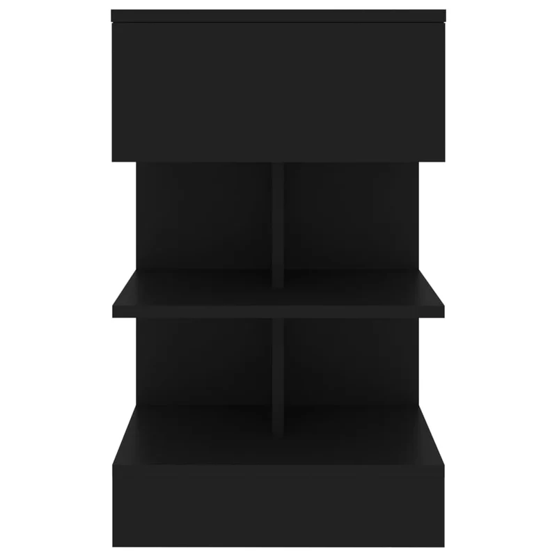 Lot de 2 tables de chevet avec tiroir et étagères 40 x 35 x 65 cm bois d'ingénierie noir DEC035562