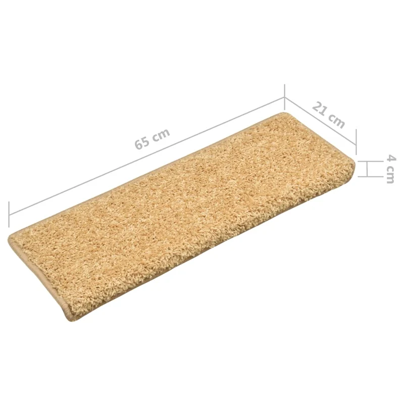 Tapis d'escalier 15 pièces 65x25 cm Beige DEC023820
