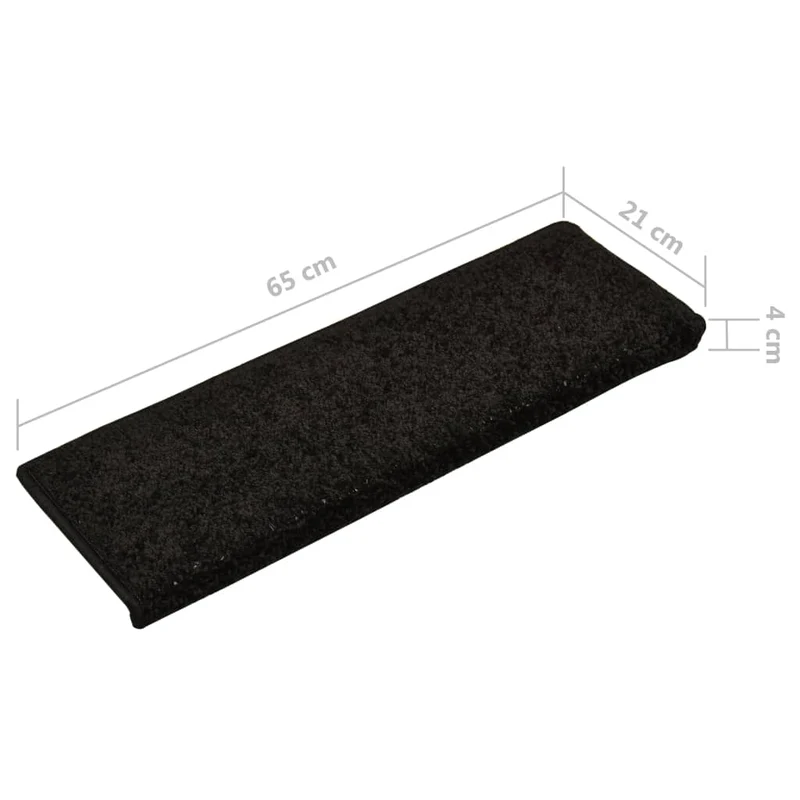 Tapis d'escalier 15 pièces 65x25 cm Noir DEC023819