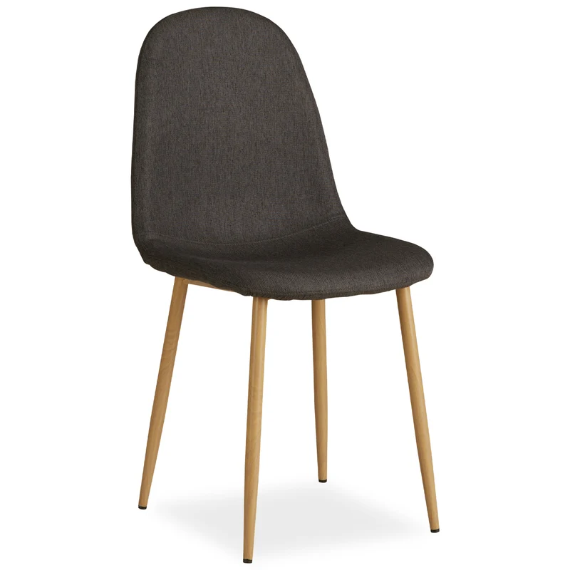 Lot de 4 chaises de salle à manger cuisine confortable et moderne en tissu anthracite pieds métal aspect bois CDS06203