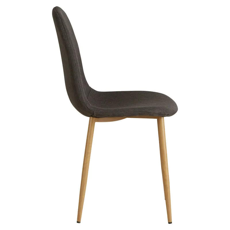 Lot de 4 chaises de salle à manger cuisine confortable et moderne en tissu anthracite pieds métal aspect bois CDS06203