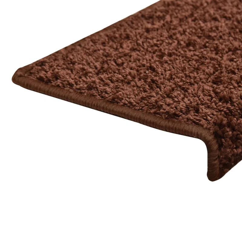 Tapis d'escalier 15 pièces 65x25 cm Marron DEC023821