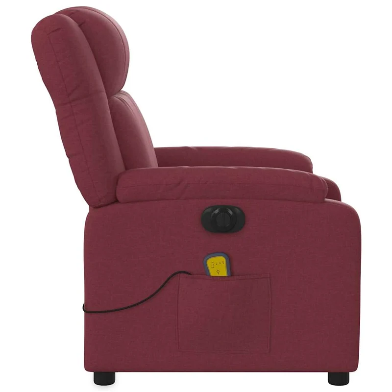 Fauteuil de relaxation TV fonction massage inclinable électrique 6 points de massage en tissu rouge bordeaux DEC027248